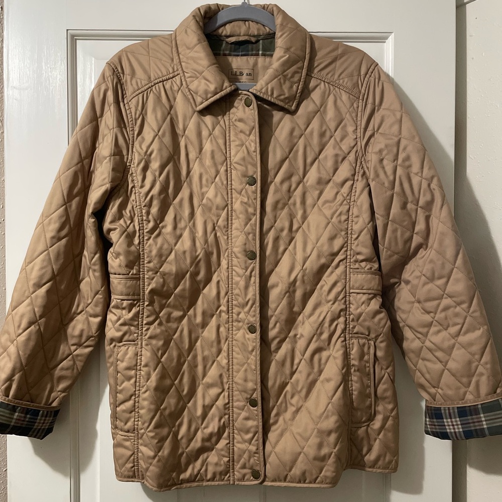 L.L. Bean Women's Tan Quilted Utility Jacket Barn Coat